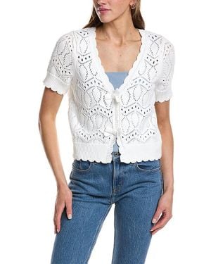 Design History V-Neck Bow Cardigan - White