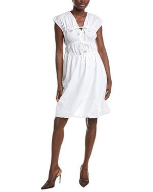 Ellen Tracy Poplin Bubble Hem Dress - White