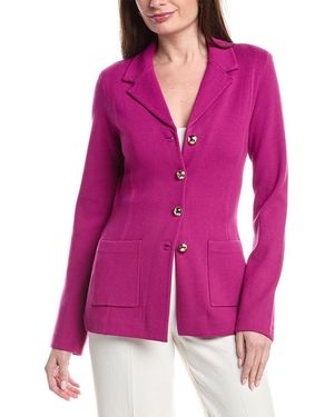St. John Flat Knit 4 Button Collared Blazer - Purple