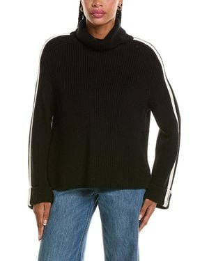 525 America Chunky Turtleneck Stripe Pullover - Black