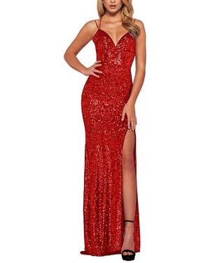 Vincent Sleeveless Embellished Maxi Dress - Red