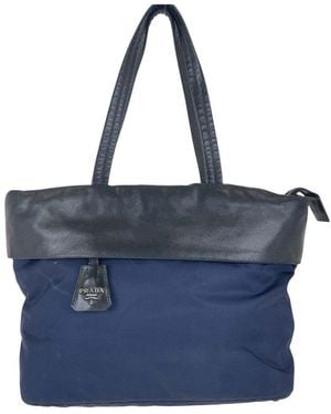 Prada Tessuto Bicolour Tote (Authentic Pre-Loved) - Blue
