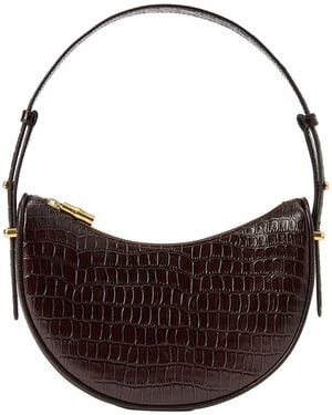 J.McLaughlin Mezzaluna Croc-Embossed Leather Handbag - Brown