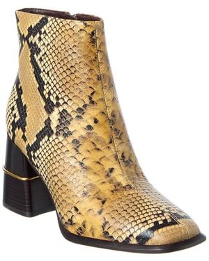 Tory Burch Snake-Embossed Leather Bootie - Natural