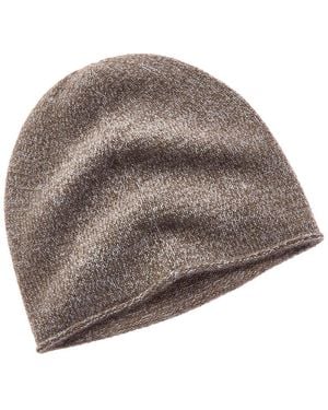 Amicale Cashmere Marled Jersey Rolled Edge Cashmere Beanie - Grey