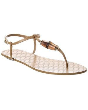 Gucci Susanna Bamboo Trim Leather Sandal - White