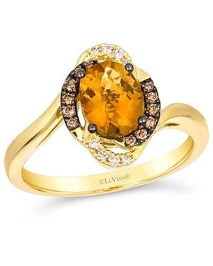 Le Vian Semi-Precious 14K 1.27 Ct. Tw. Diamond & Citrine Cocktail Ring - Metallic