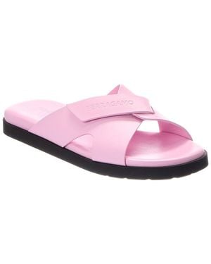 Ferragamo Fidal Leather Sandal - Pink
