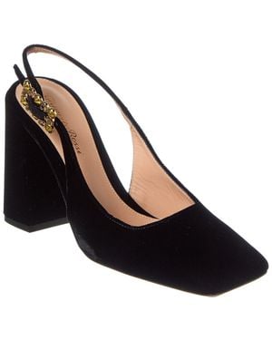 Gianvito Rossi Wondy Leather & Velvet Slingback Pump - Black