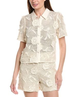 MILLY Sequin Crochet Top - White