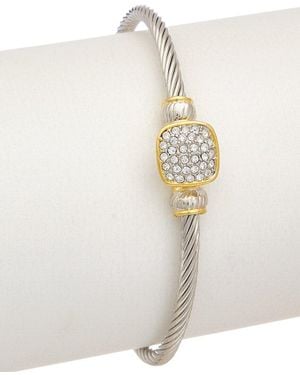 Juvell 18k Two-tone Plated Cz Twisted Cable Cuff - White