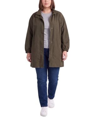 Eileen Fisher Stand Collar Long Coat - Green
