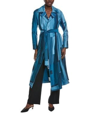 Akris Ivani Silk-Blend Trench Coat - Blue