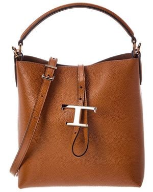 Tod's T Timeless Pendant Bucket Bag - Brown