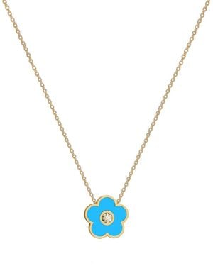 Gabi Rielle 14K Over Flower Pendant Necklace - Blue