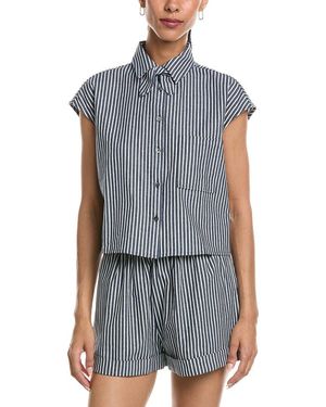 REVERIEE Boxy Collared Shirt - Blue