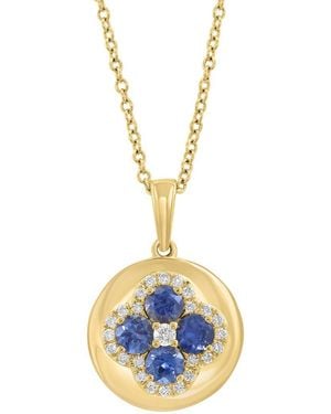 Effy Fine Jewelry 14K 0.75 Ct. Tw. Diamond & Sapphire Necklace - Metallic