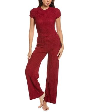 Marion 2Pc Crinkled Plisse Lounge Set - Red