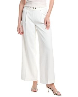 Tahari Wide Leg Pleated Trouser - White