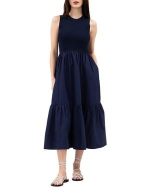 Tanya Taylor Crew Neck Josephina Dress - Blue