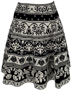McQueen Printed Skirt, Size Int (Authentic Pre-Loved) - Black