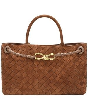Tiffany & Fred Paris Tiffany And Fred Paris Woven Suede Leather Top Handle Satchel - Brown