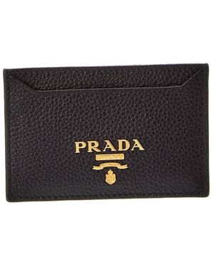 Prada Logo Leather Card Case - Black