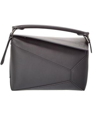 Loewe Logo Leather Shoulder Bag - Black