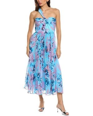 ML Monique Lhuillier Audra Chiffon Midi Dress - Blue