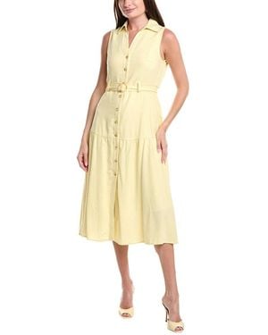 Nicole Miller Jade Linen-Blend Midi Dress - Yellow