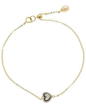 Maitre De Diamant 18K 0.02 Ct. Tw. Diamond & Pearl Bracelet - Metallic