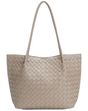 Tiffany & Fred Paris Handwoven Leather Large Tote - Gray