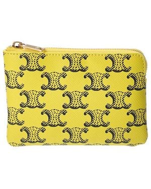 Celine Triomphe Canvas Coin Purse - Yellow