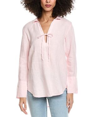 Bella Dahl Tie Neck Linen Tunic - Pink