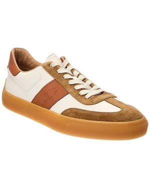 Tod's Allacc Bass Casual Leather & Suede Trainer - Brown