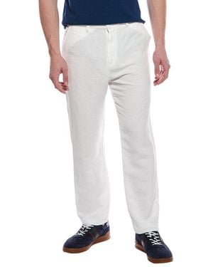 Tahari Woven Flat Front Linen-Blend Pant - White