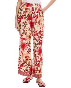 Ellen Tracy Wide Leg Linen-Blend Pant - Red