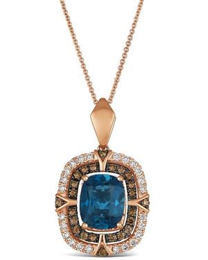 Le Vian Deep Sea Topaz 14K Rose 5.12 Ct. Tw. Diamond & London Topaz Pendant - Blue