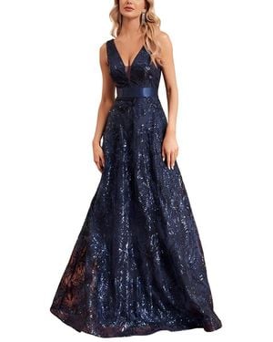Vincent Embroidered Maxi Dress - Blue