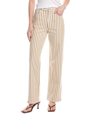 Rag & Bone Shea Linen-Blend Relaxed Tan Stripe Straight Jean - Natural