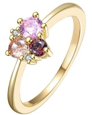 Rachel Glauber 14K Plated Cz Three Stone Ring - White