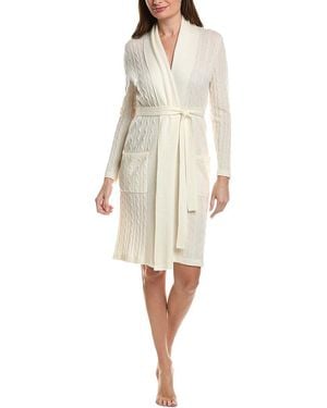 Sofiacashmere Sofiacashmere Cable Midi Wool & Cashmere-Blend Robe - Natural