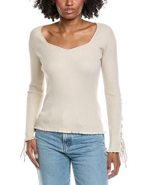 Laundry by Shelli Segal Tie Sleeve Sweater - White