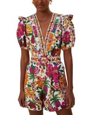 FARM Rio Flowerful Sketch Off- Romper - Red