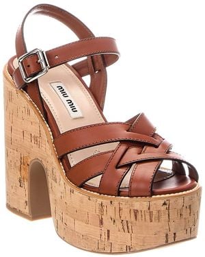 Miu Miu Leather Sandal - Brown