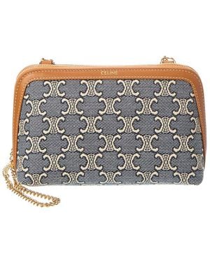 Celine Logo Leather Crossbody - Gray