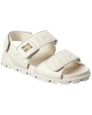 Miu Miu Sporty Matelasse Leather Sandal - Natural