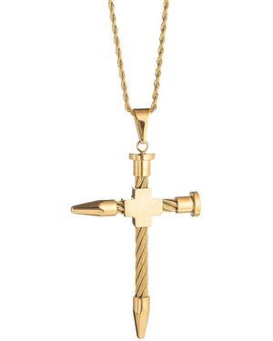 Eye Candy LA Tail Cross Pendant Drop Necklace - Metallic