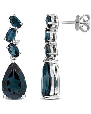 Rina Limor 10k 9.12 Ct. Tw. Diamond & London Blue Topaz Earrings - Multicolour