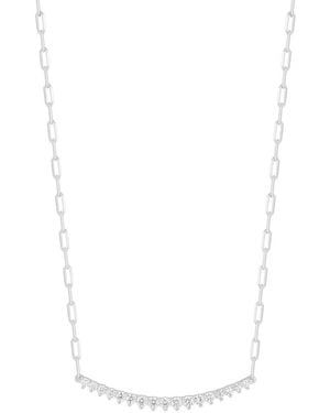 Glaze Jewelry Silver Cz Large Bar Necklace - White